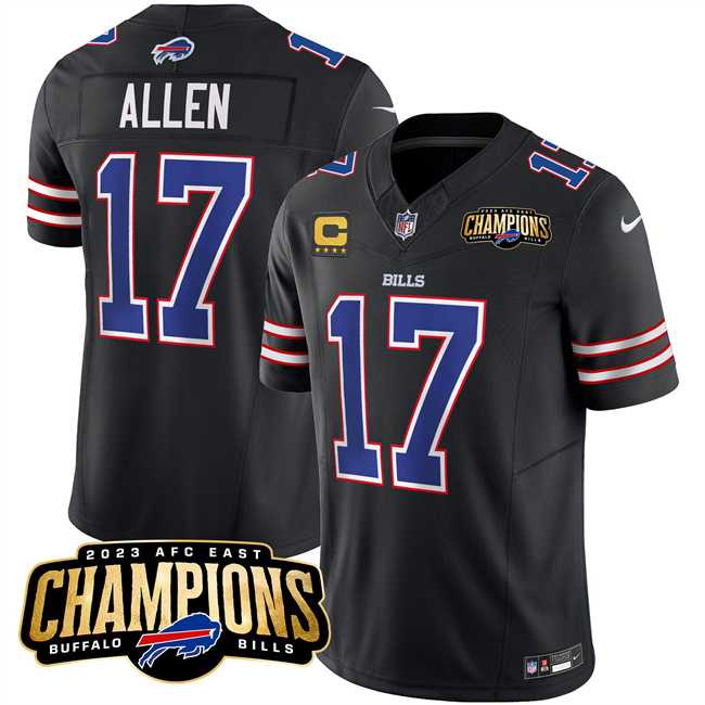 Men & Women & Youth Buffalo Bills #17 Josh Allen Black 2023 F.U.S.E. AFC East Champions With 4-star C Ptach Stitched Jersey,We sell and wholesale Men & Women & Youth Buffalo Bills #17 Josh Allen Black 2023 F.U.S.E. AFC East Champions With 4-star C Ptach Stitched Jersey on line form chian!